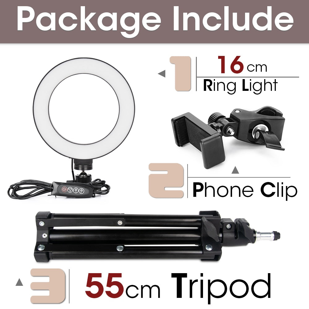 Aro de Luz LED Regulable para Cámara - Iluminación Profesional para Fotos y Vídeos