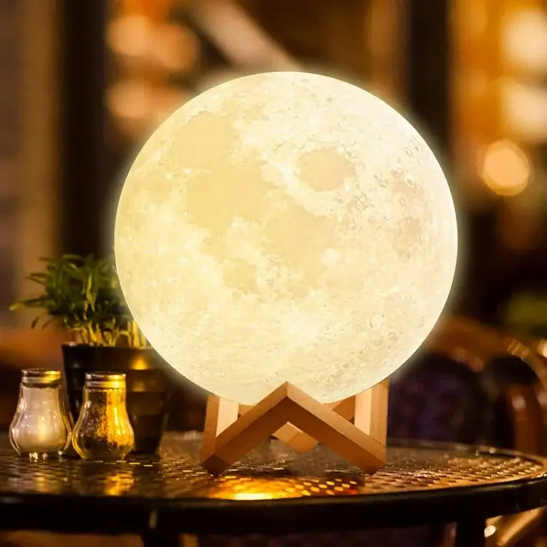 Lámpara LED Luna 3D – Luz Nocturna Táctil con Cambios de Color.