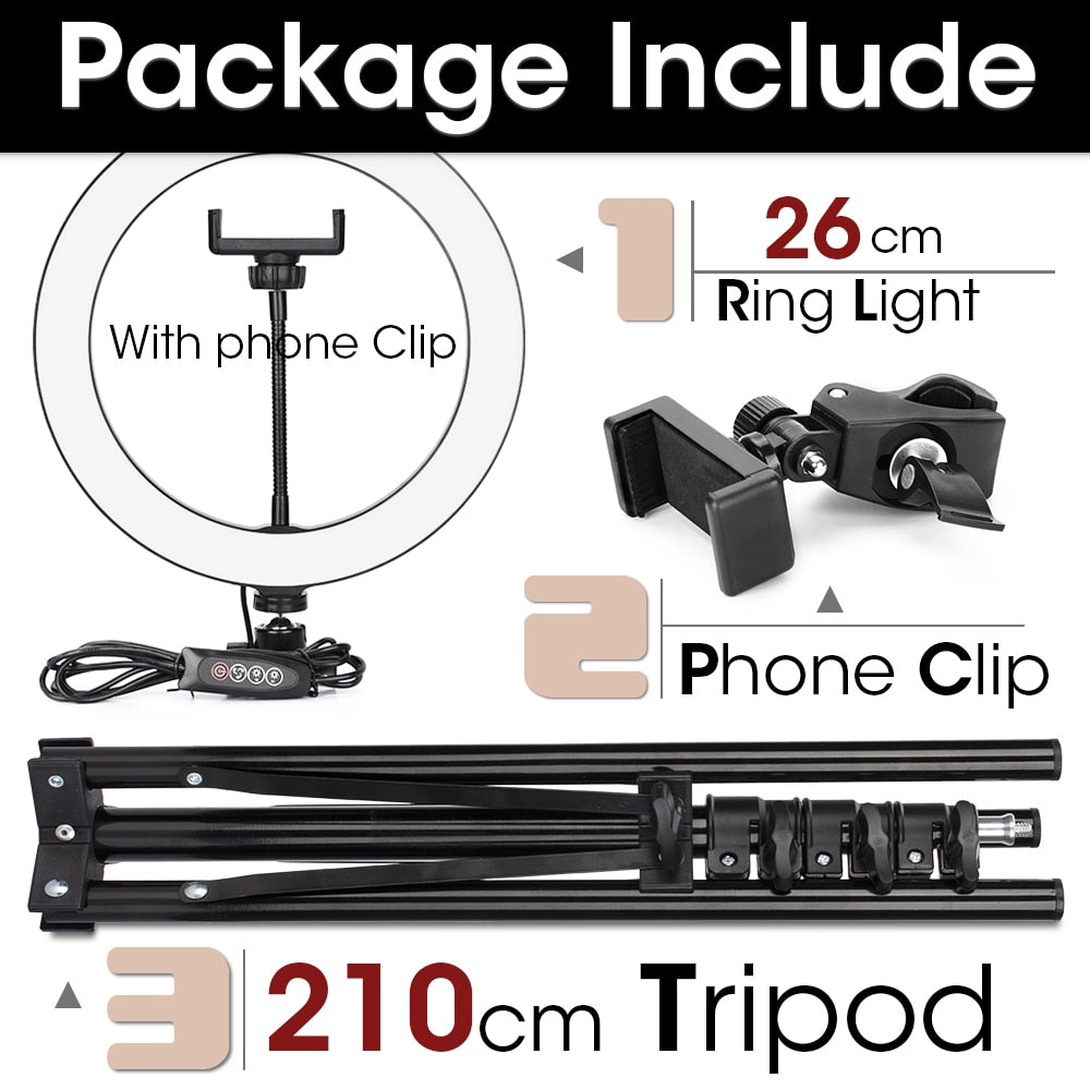 Aro de Luz LED Regulable para Cámara - Iluminación Profesional para Fotos y Vídeos