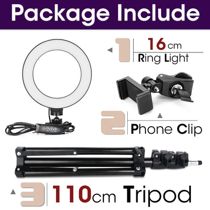 Aro de Luz LED Regulable para Cámara - Iluminación Profesional para Fotos y Vídeos