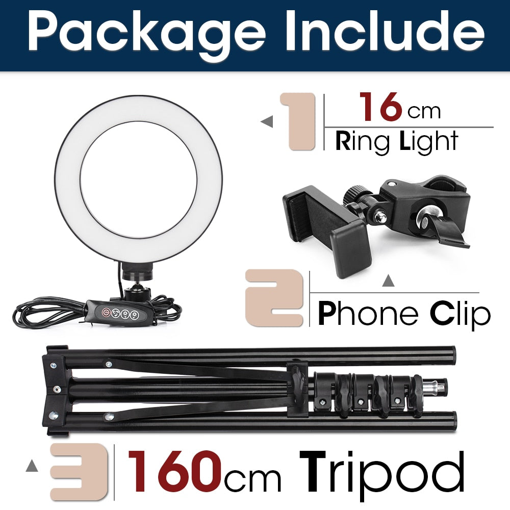 Aro de Luz LED Regulable para Cámara - Iluminación Profesional para Fotos y Vídeos