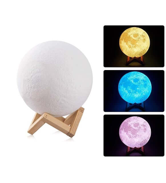 Lámpara LED Luna 3D – Luz Nocturna Táctil con Cambios de Color.